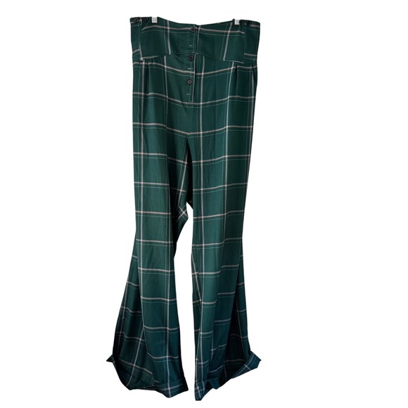 Unique Vintage x Frosty the Snowman Plaid Flare Pants 5X‎ Green Pink - Picture 2 of 10